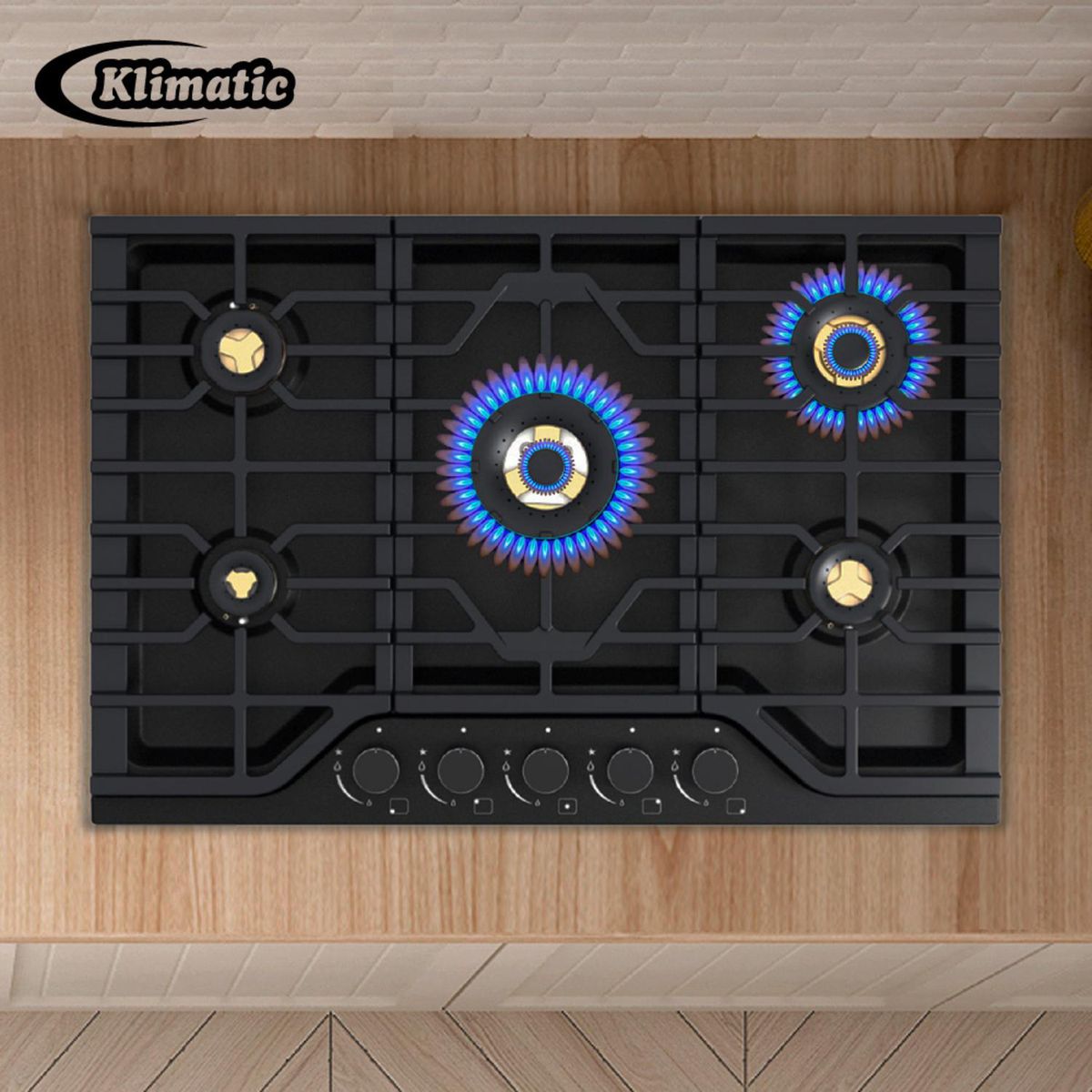 KLIMATIC - Cocina Empotrable Eléctrica 5 Hornillas Negro