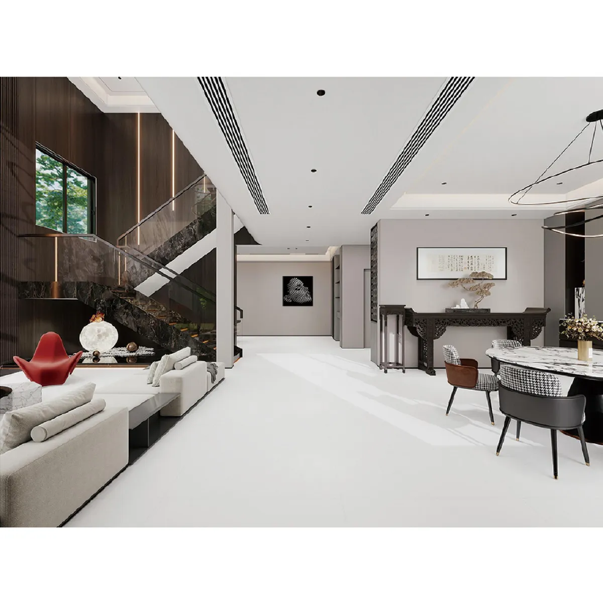  - Gres Porcelánico Blanco Mate 60x120cm Marmolado 2.16m2