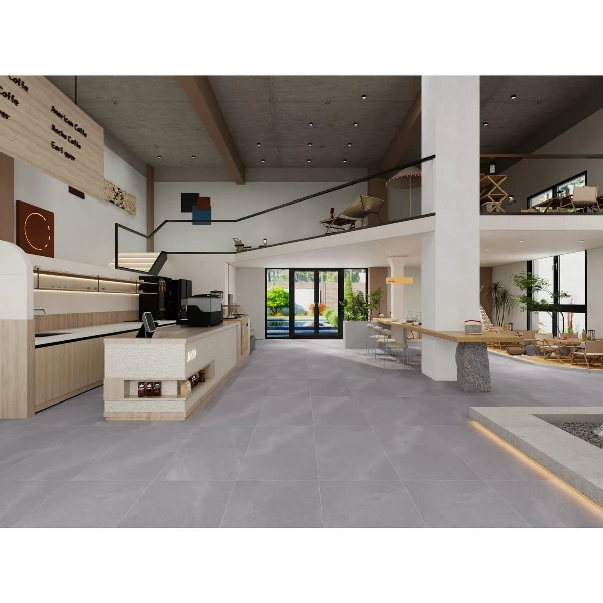  - Cerámica Gres Gris Oscuro Mate 60x120 cm Cementicio/Rústico 2.16 m2