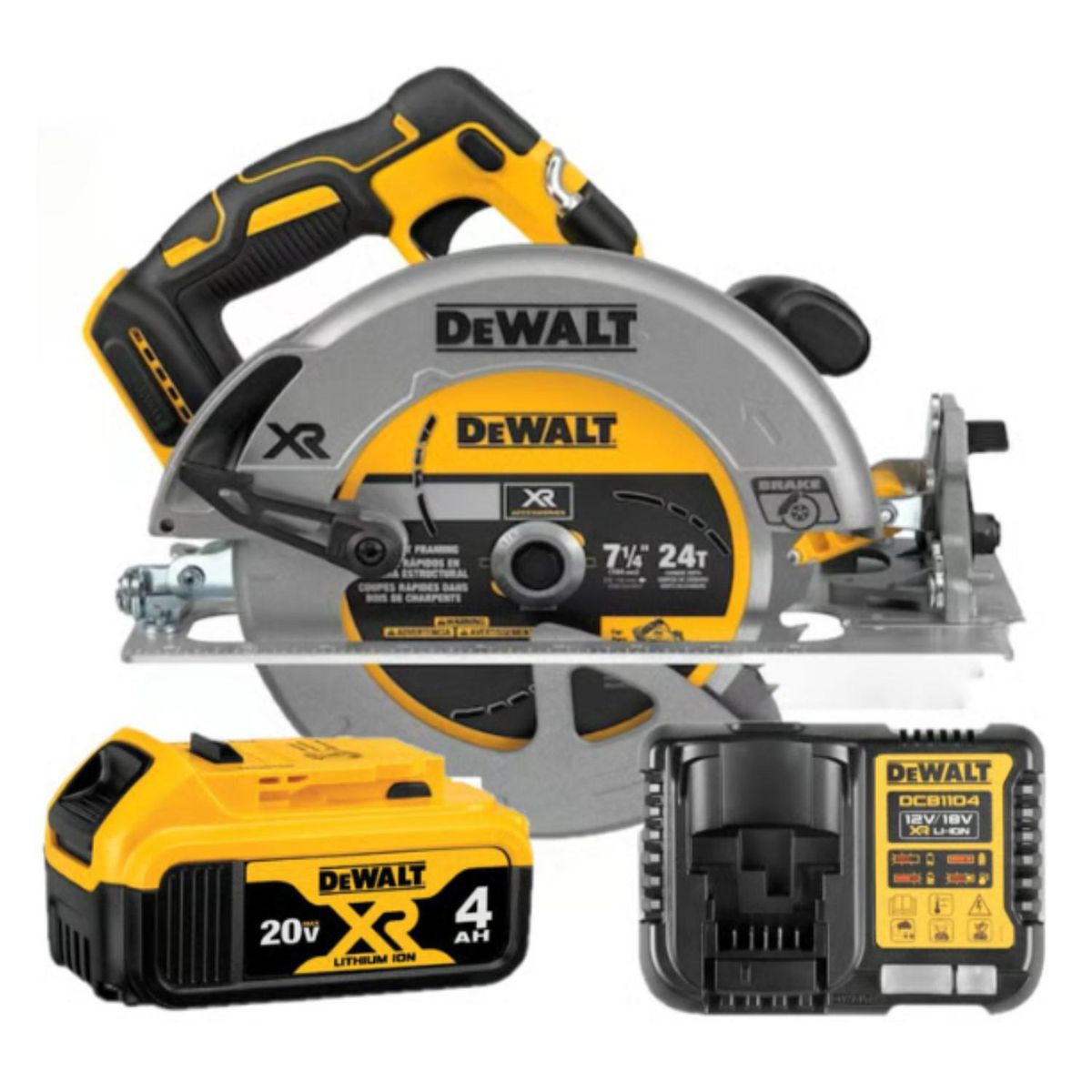 DEWALT - Sierra Circular 18V + 01 Batería Ion Litio 20V 5.0Ah + 01 Batería Ion de Litio 4.0Ah + 1 Cargador