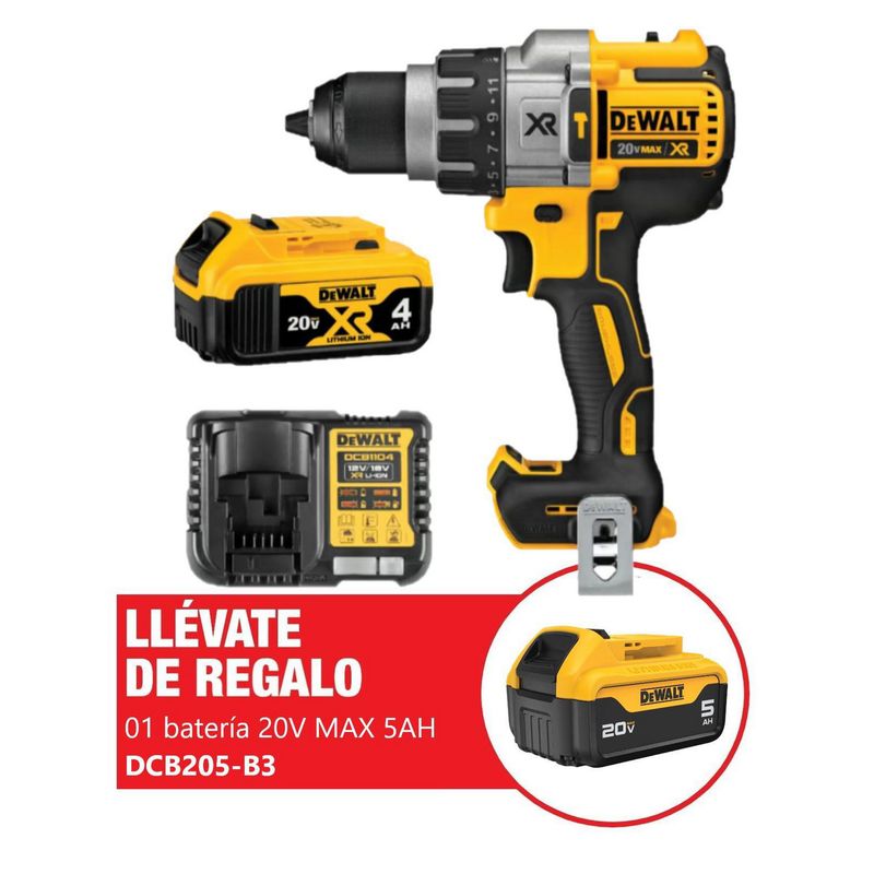 DEWALT - Taladro Percutor + Batería 5AH + Cargador Dewalt