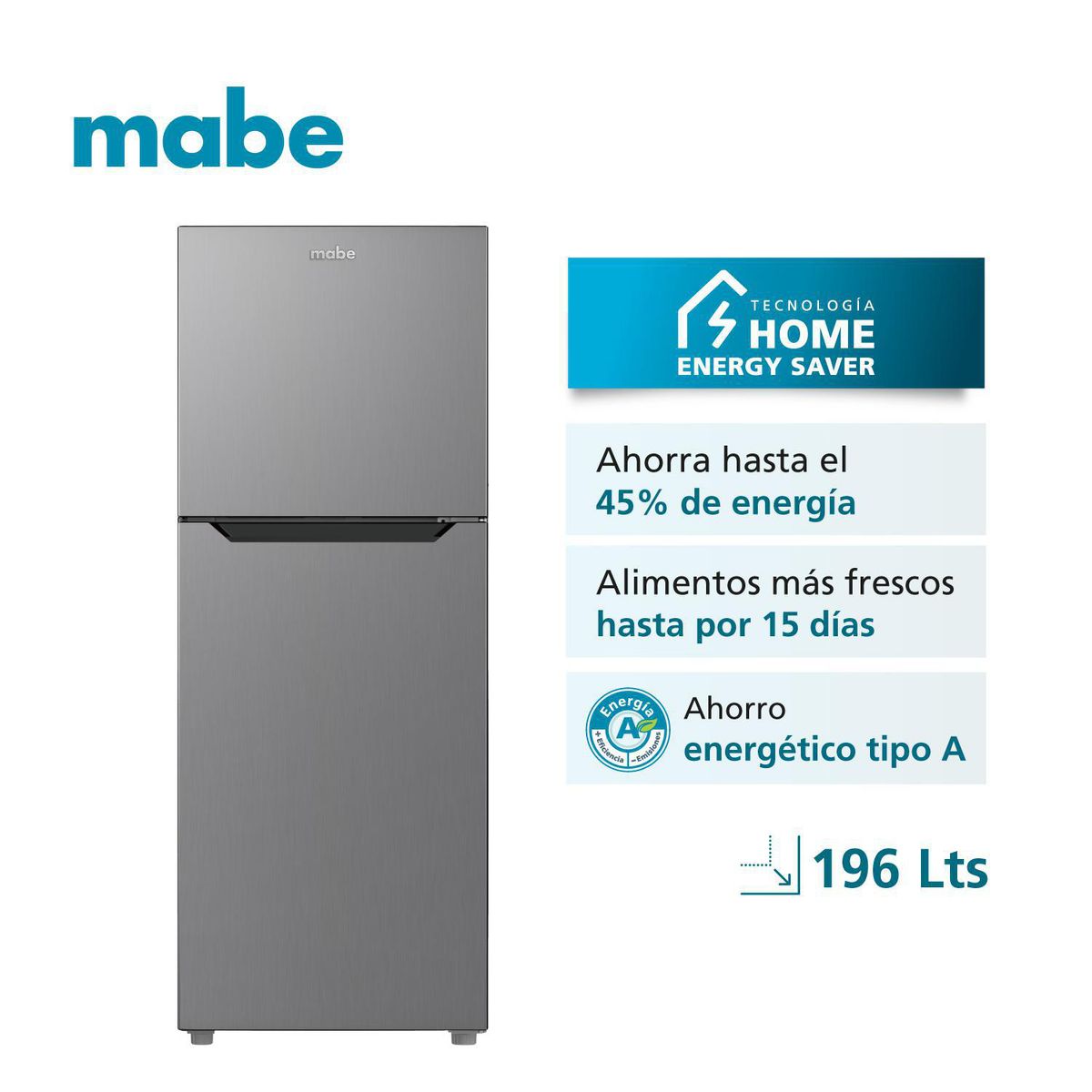 Mabe - Refrigeradora Top Freezer No Frost 196 Litros Inox RMN220PVPRX0