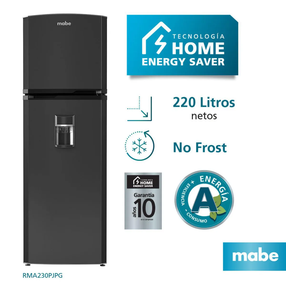 MABE - Refrigeradora Mabe 220L Top Freezer 2 Puertas RMA230PJPG