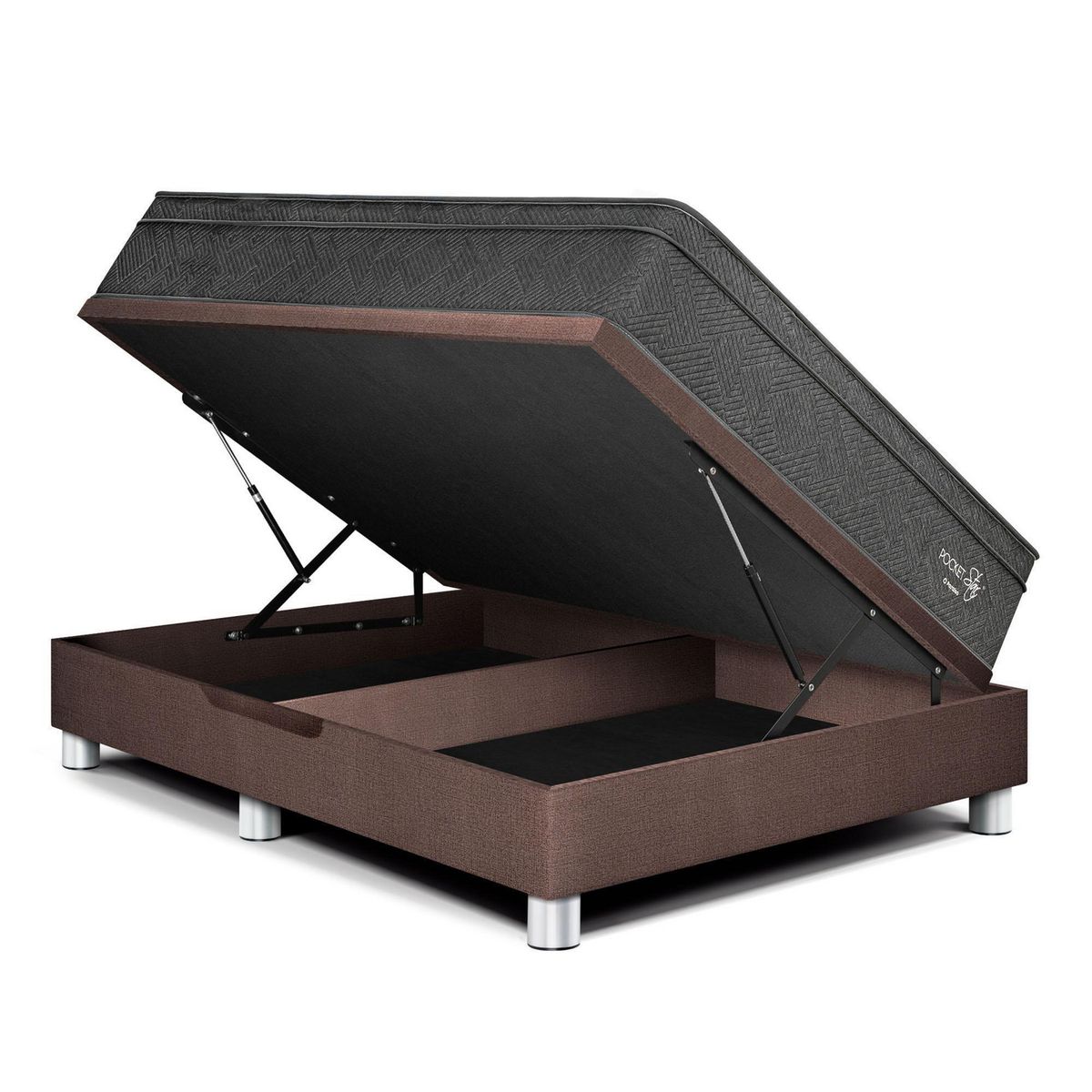 PARAISO - Dormitorio Boxet Pocket Star Queen Chocolate + 2 Almohadas + 1 Protector