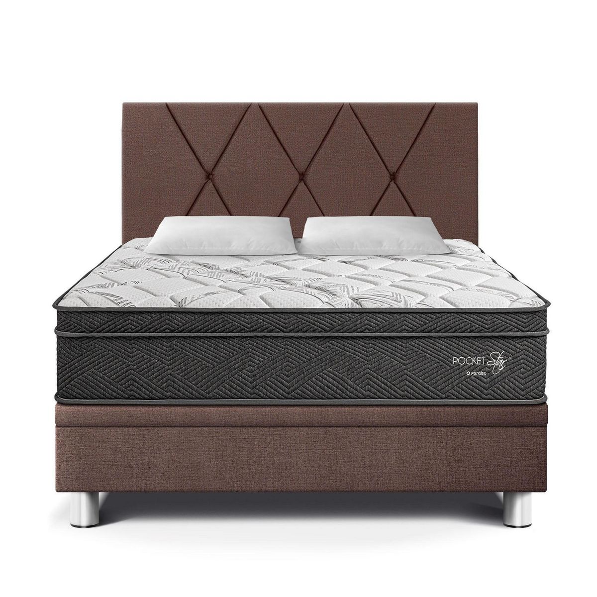 Dormitorio Boxet Pocket Star 2 plz Chocolate + 2 Almohadas + 1 Protector, marca PARAISO - Foto Principal