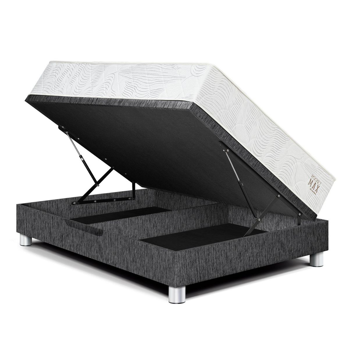 PARAISO - Dormitorio Boxet Pocket Max 1.5 plz Charcoal + 1 Almohada + 1 Protector