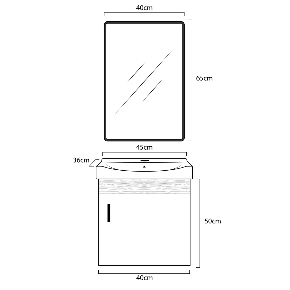 RECIPLAC - Vanitorio con Espejo Oasis Estándar Blanco 66x42x50cm