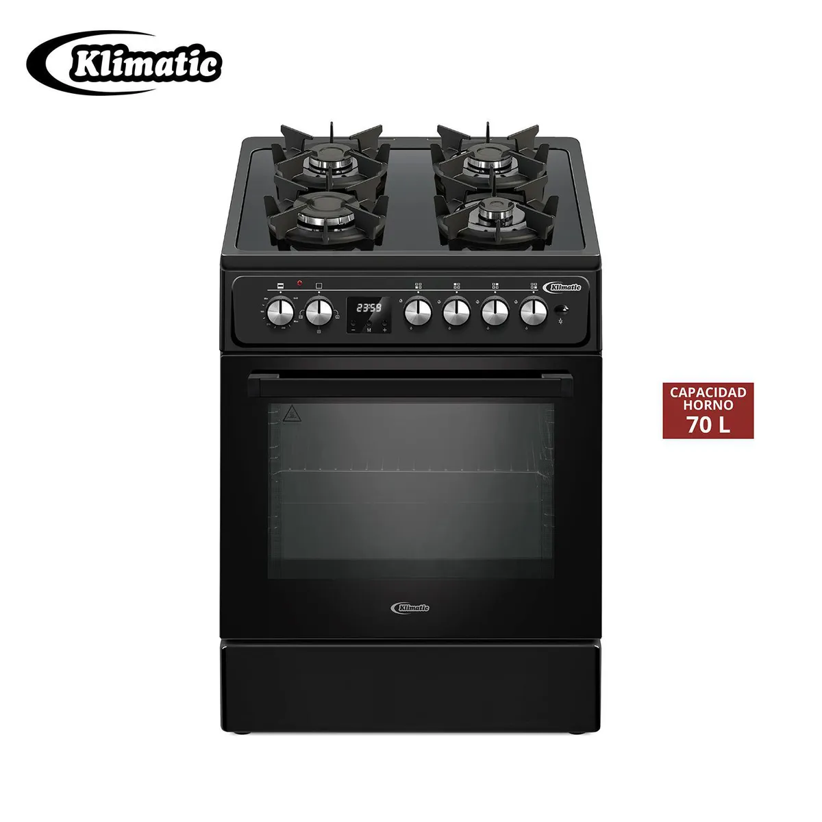 KLIMATIC - Cocina de Pie a Gas 4 Platos Negro Elda