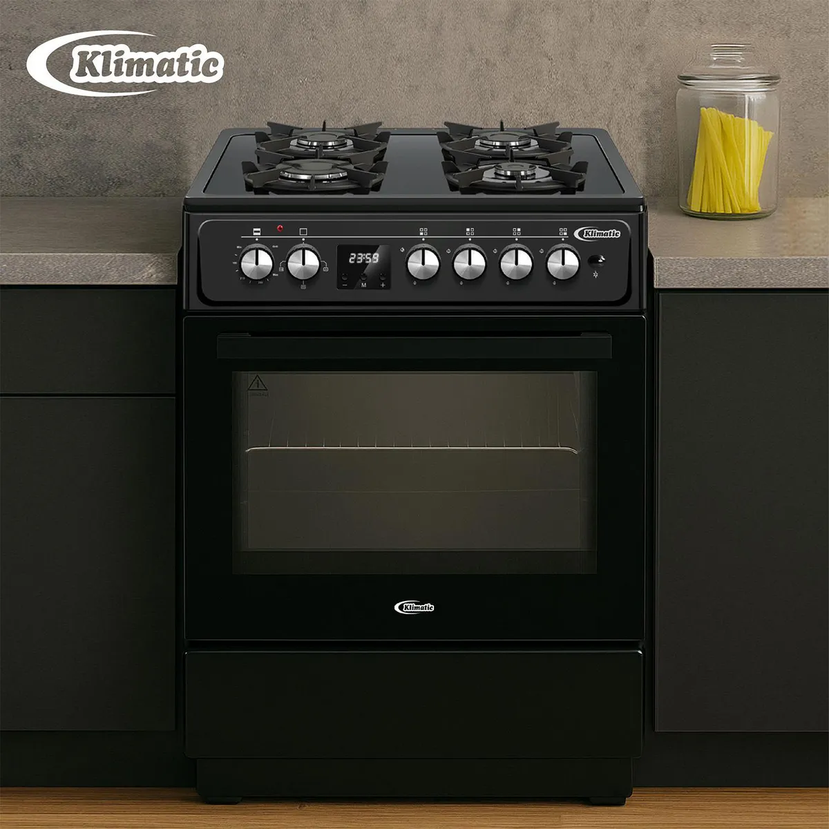 KLIMATIC - Cocina de Pie a Gas 4 Platos Negro Elda