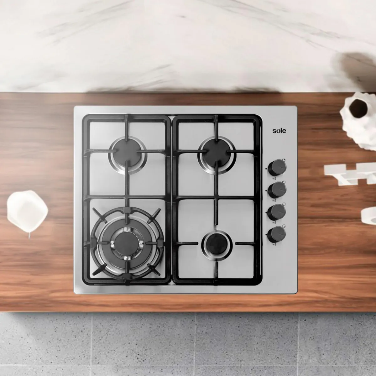 SOLE - Encimera Empotrable A Gas 4 Hornillas Sole 3120SOLCO036V2 Inox