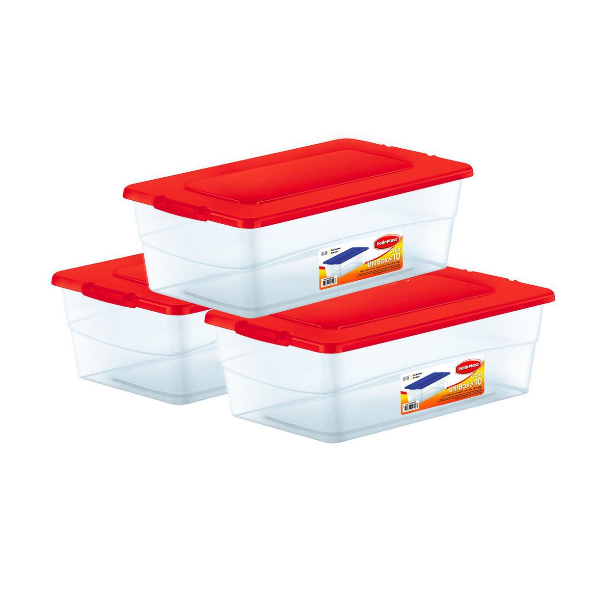 POLINPLAST - Util Box #10 Pack x3 Transparente