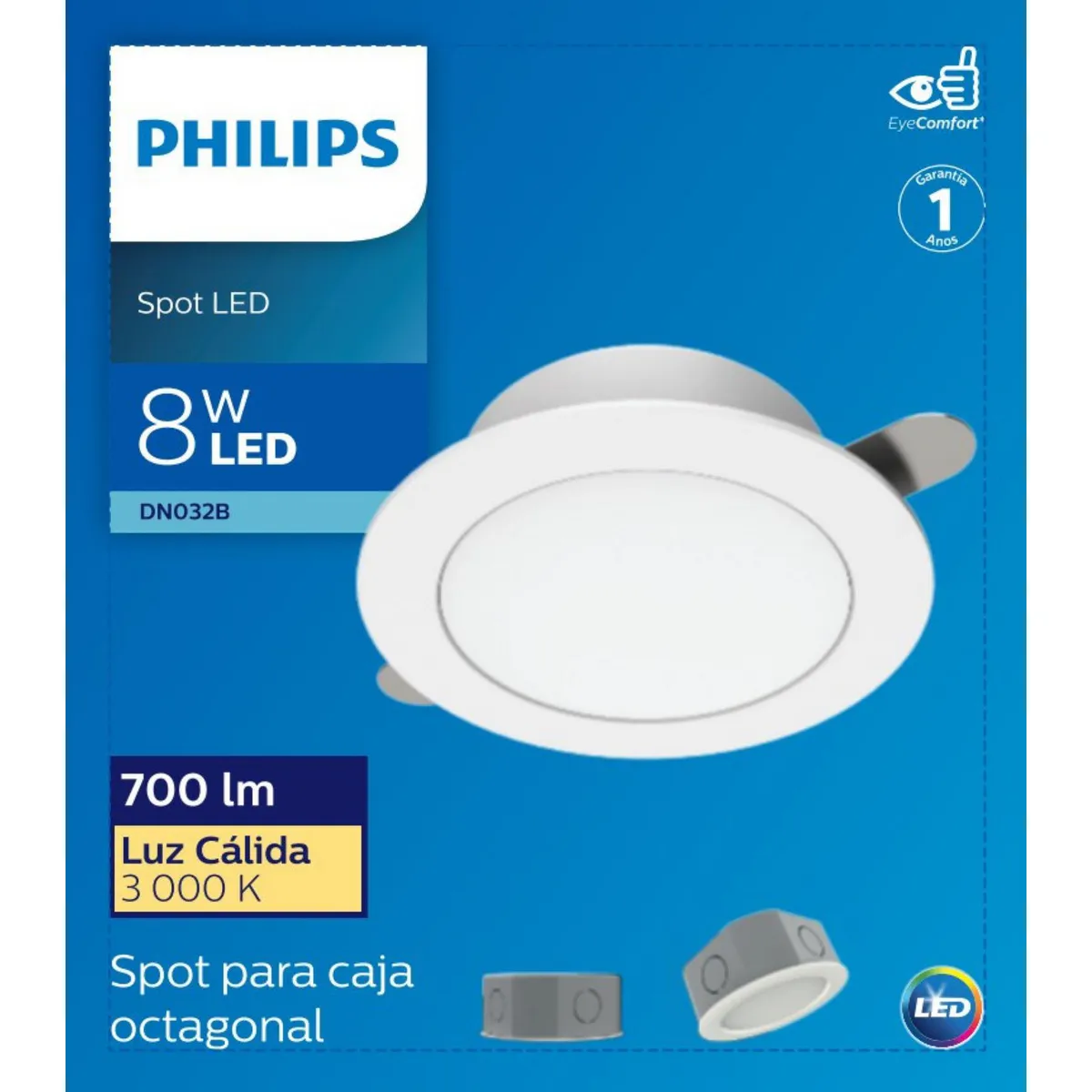PHILIPS - Spot Para Caja Octagonal 8W Luz Fría.