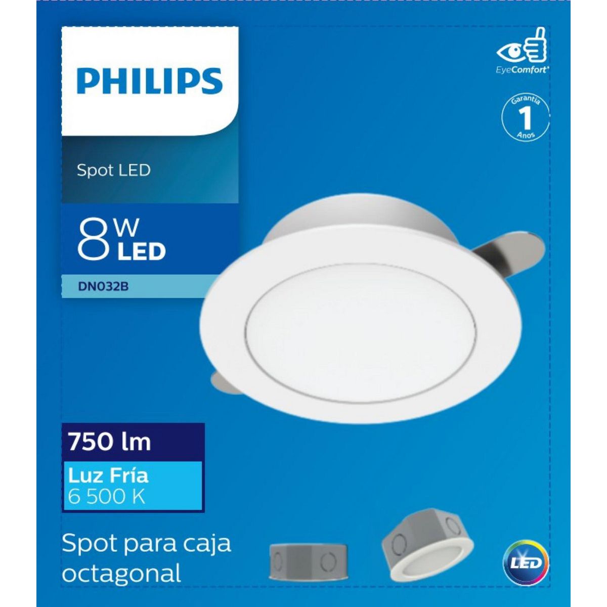 PHILIPS - Spot LED Metal Gris/Plata 12W Luz Fría.