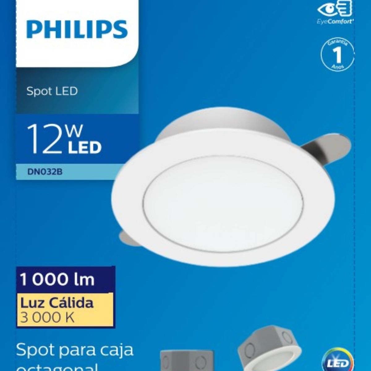 PHILIPS - Spot Plástico Blanco 12W Luz Cálida