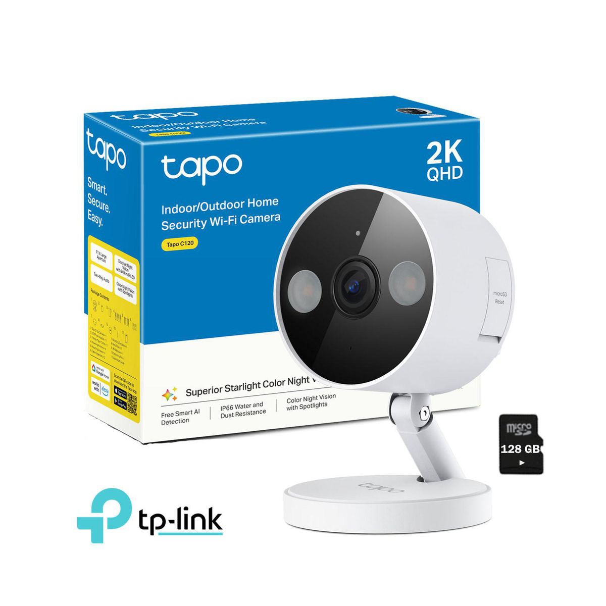 TP LINK - Cámara de Seguridad Tapo C120 4MP 128GB TP-057