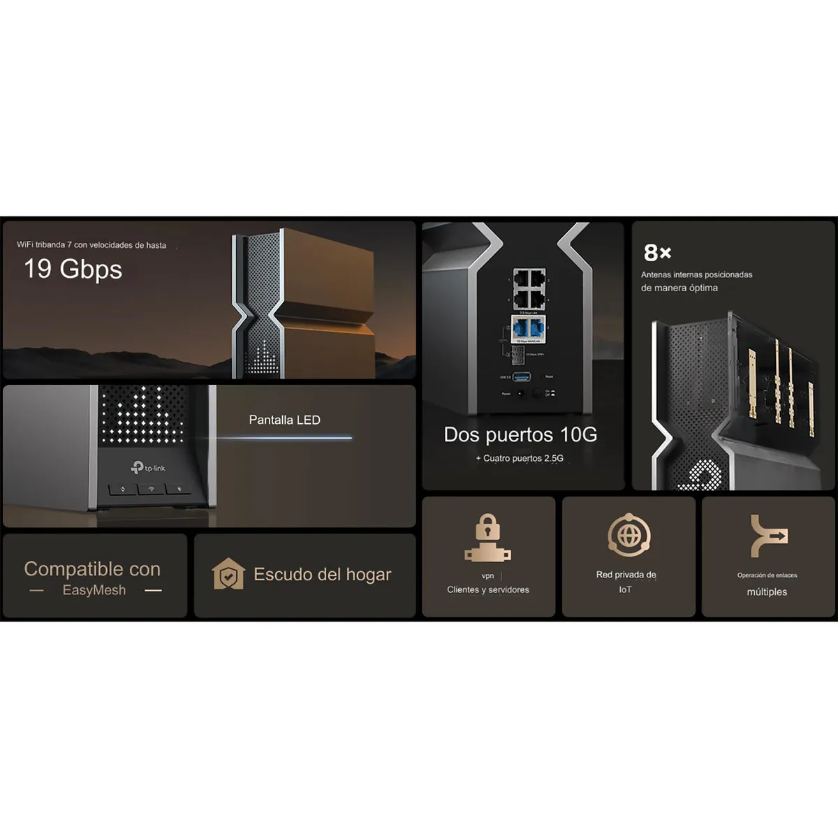 TP LINK - TP-Link Archer BE800 Wi-Fi 7 Router Tri-Band BE19000