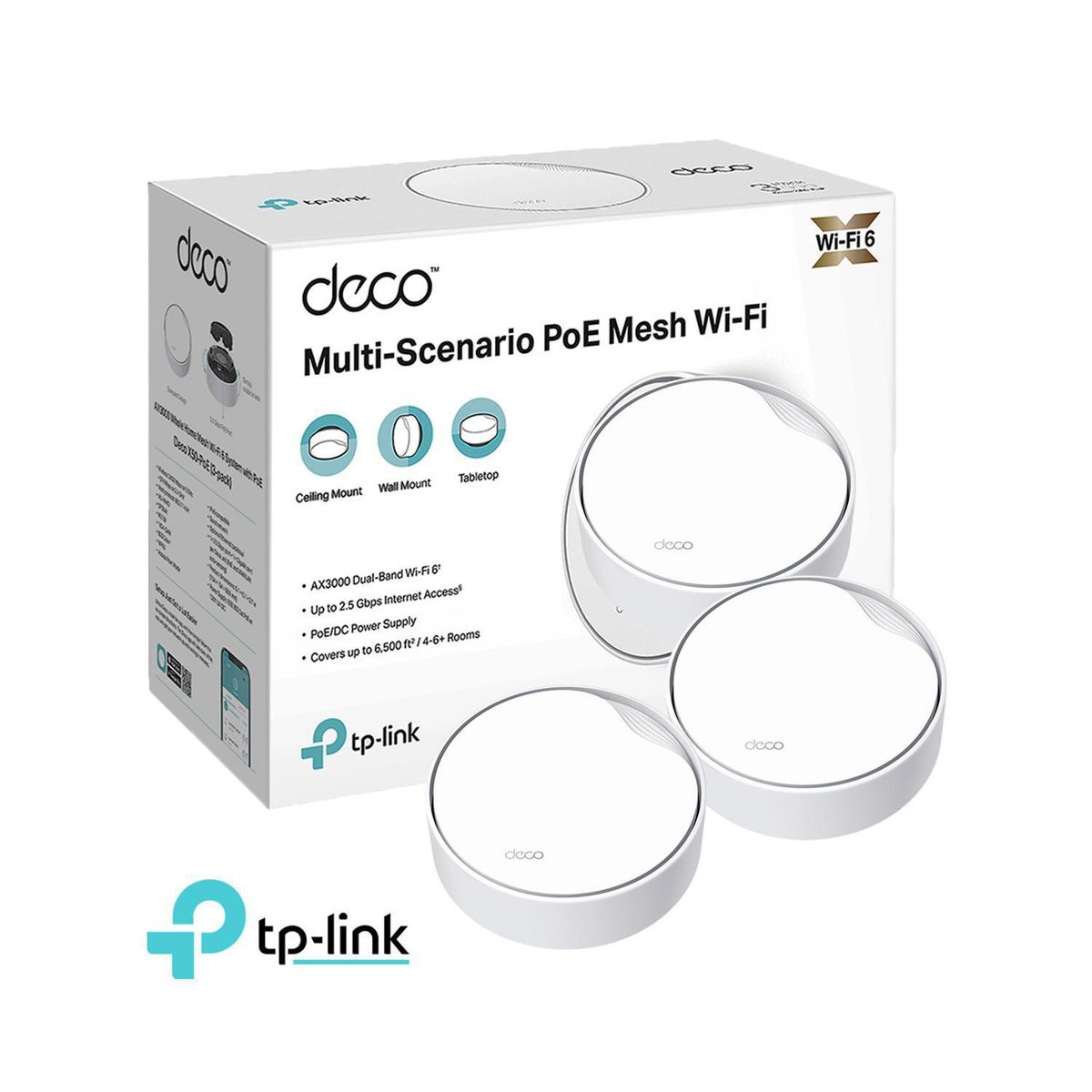 TP LINK - Deco X50-PoE 3 Pack Mesh Sistema Wi-Fi 6 AX3000