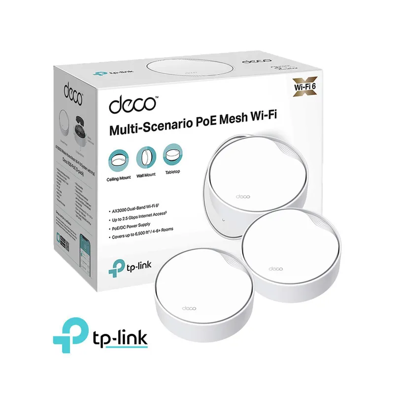 TP LINK - Deco X50-PoE 3 Pack Mesh Sistema Wi-Fi 6 AX3000