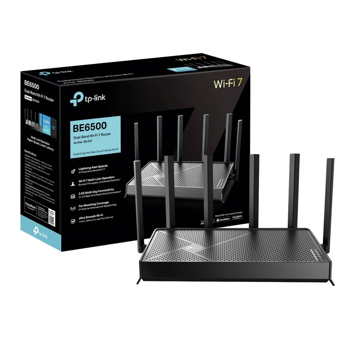 TP LINK - Router TP-Link Archer BE400 Wi-Fi 7 Doble Banda BE6500 EasyMesh