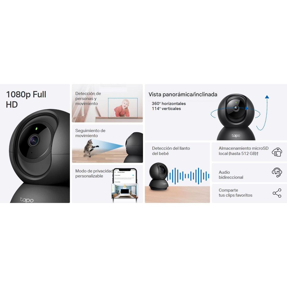 TP LINK - Tp-Link Cámara Seguridad Tapo C201 1080P Detección llanto Audio Bidireccional