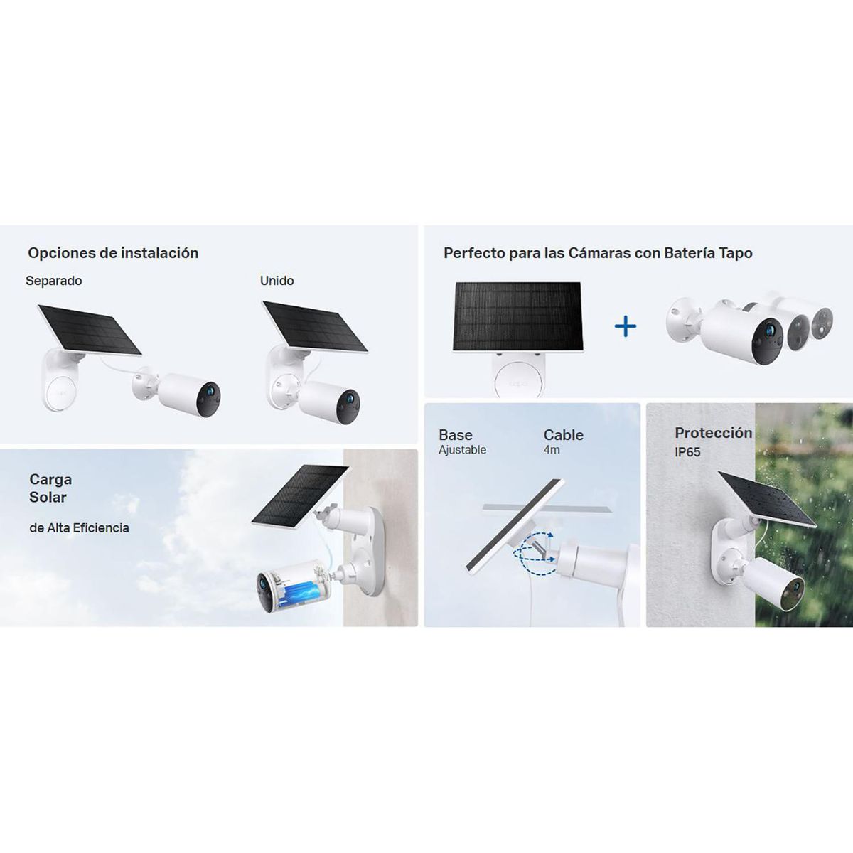 TP LINK - Panel Solar Tapo A201 para Cámara de Seguridad con Batería Recargable