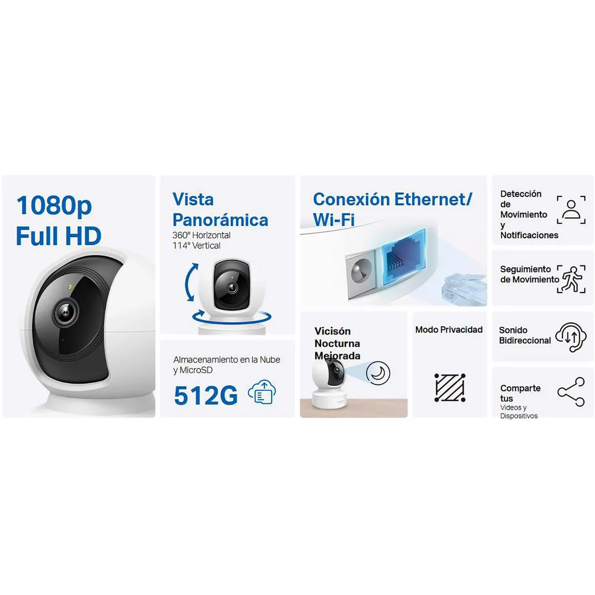 TP LINK - Tp-Link Cámara Seguridad Tapo C202 FHD Sonido Bidireccional 360 Alarma con Luz
