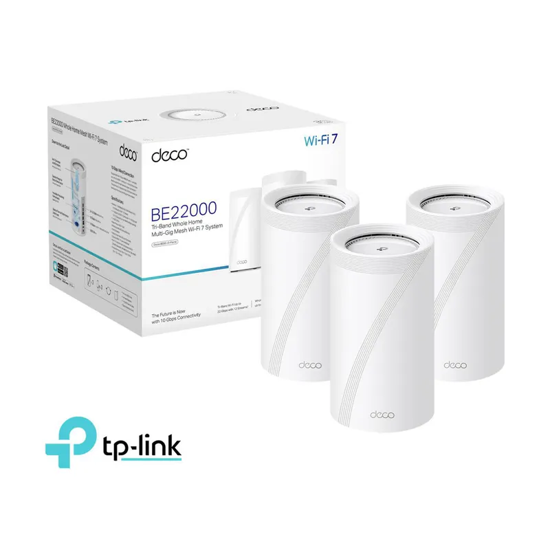 TP LINK - Deco TP-Link BE85 (3-Pack) Sistema Wi-Fi 7 Mesh BE19000 Triple Banda TP-C036