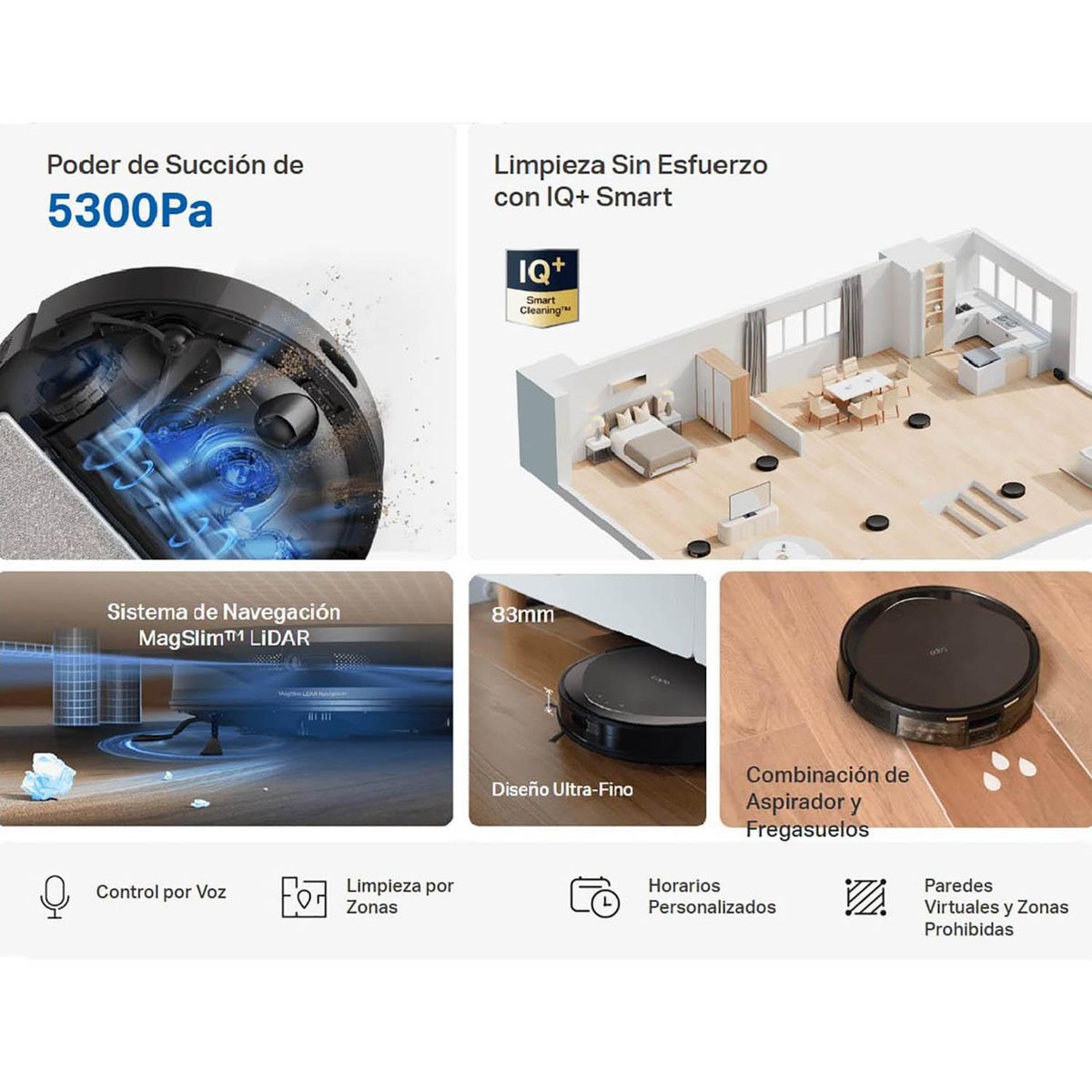 TP LINK - Tp-Link Tapo RV20 Max Robot Aspirador trapeador MagSlim 5300Pa Succión Negro
