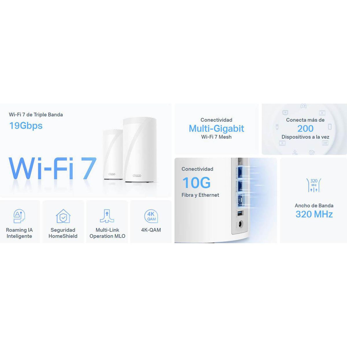 TP LINK - Deco TP-Link BE85 (2-Pack) Sistema Wi-Fi 7 Mesh BE19000 Triple Banda TP-C040