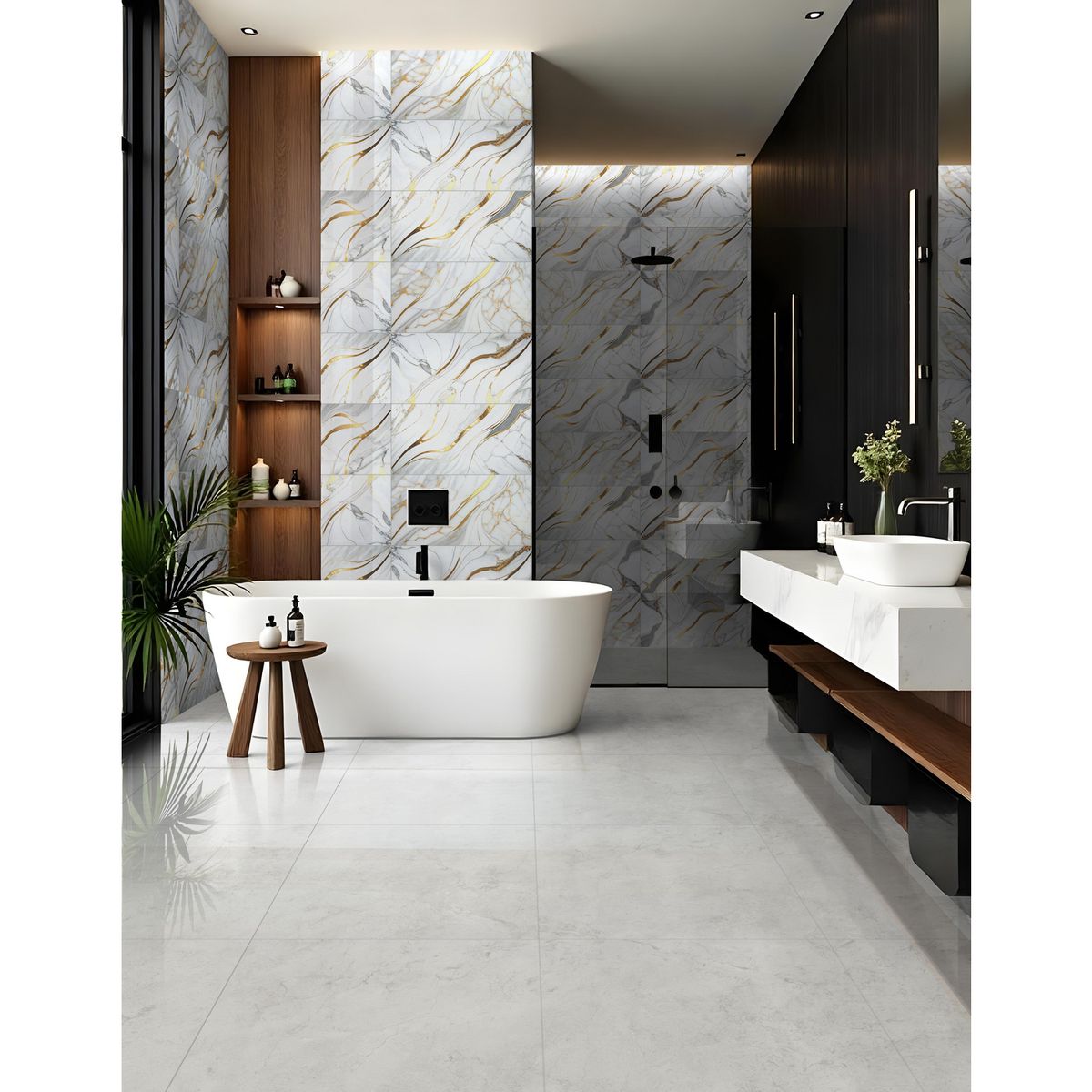 AURA - Cerámica Marmolizado Gris Claro Jaisel 30x60cm 1.62m2