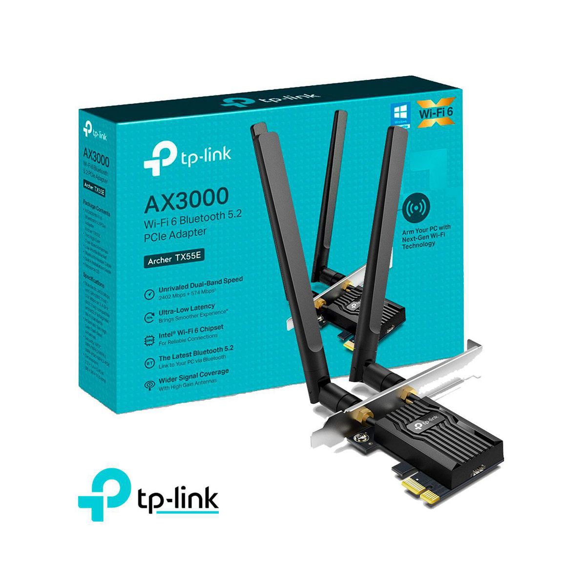TP LINK - TP-Link Archer TX55E Adaptador PCIe Wi-Fi 6 Bluetooth 5.2 AX3000