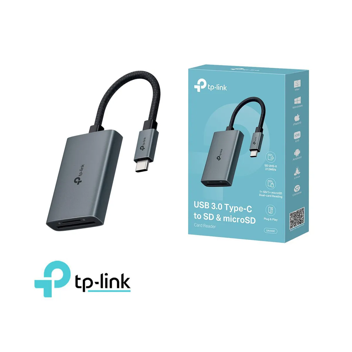 TP LINK - TP-LINK UA440C USB 3.0 Lector de tarjetas Tipo-C a SD y microSD 4.0
