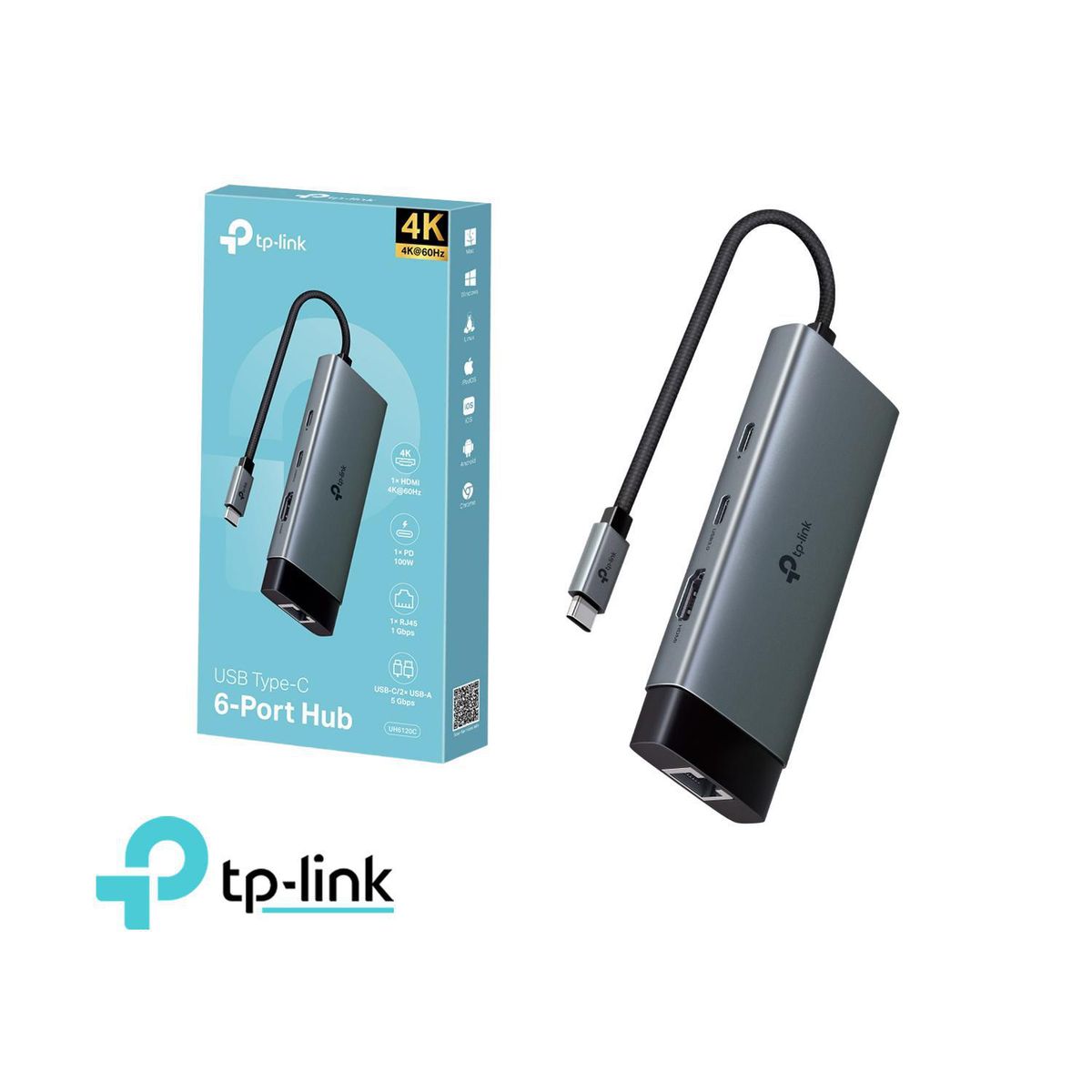 TP LINK - TP-LINK UH6120C Adaptador Hub USB Tipo C 6 puertos en 1