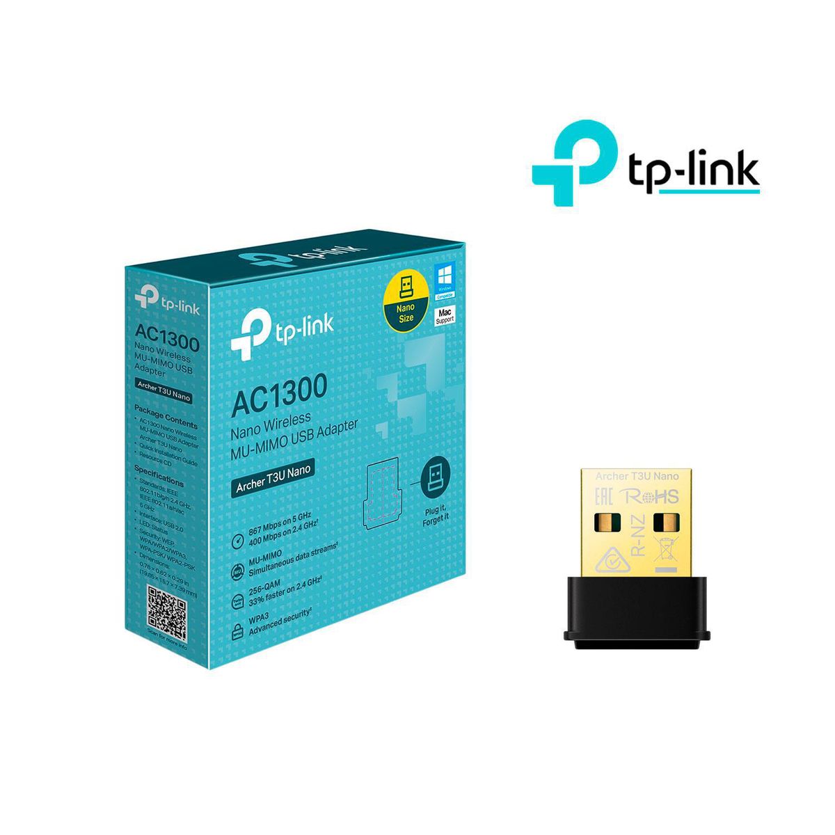 TP LINK - TP-LINK Archer T3U Nano AC1300 Adaptador inalambrico MU-MIMO USB