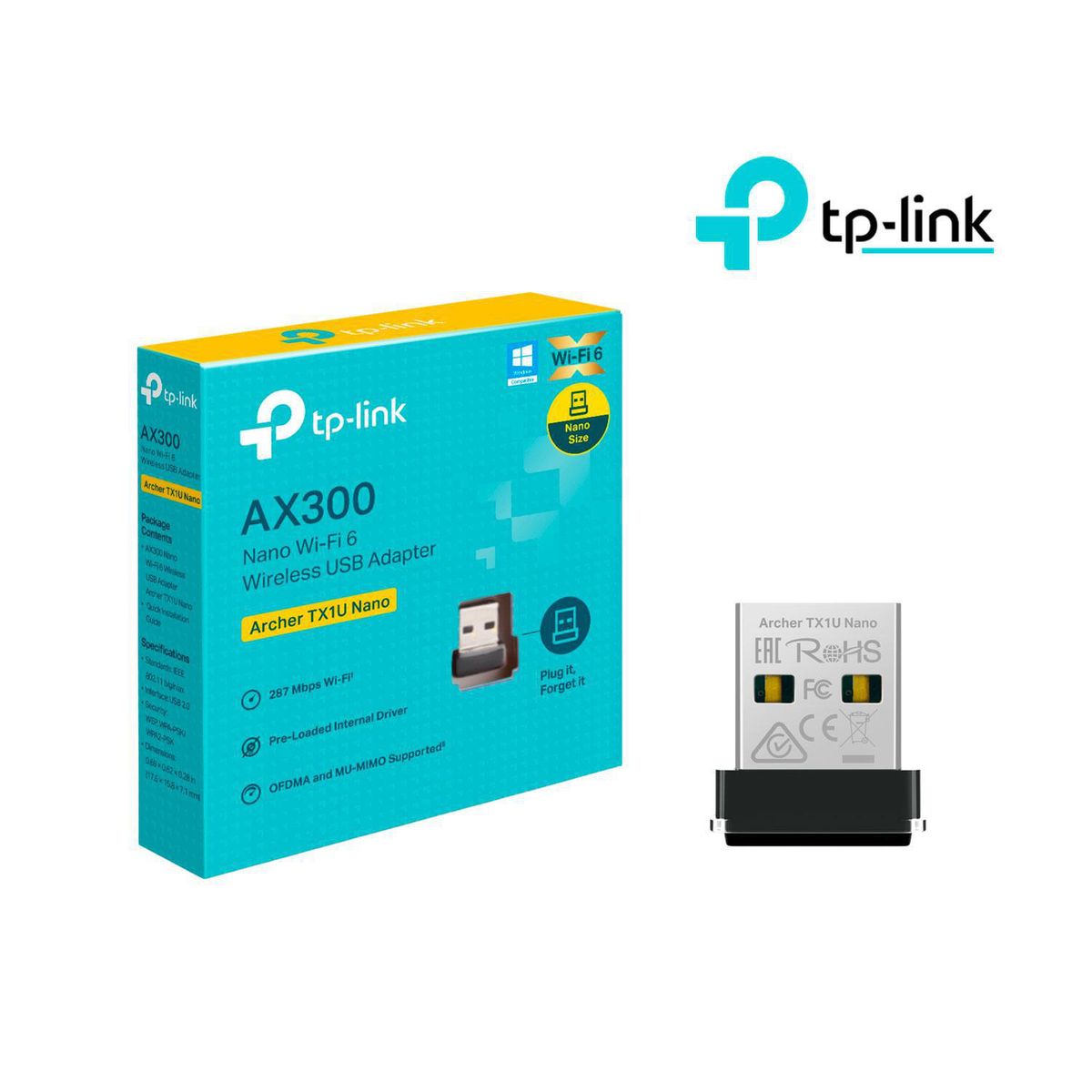 TP LINK - TP-LINK Archer TX1U Nano AX300 Nano Wi-Fi 6 Adaptador USB Inalambrico