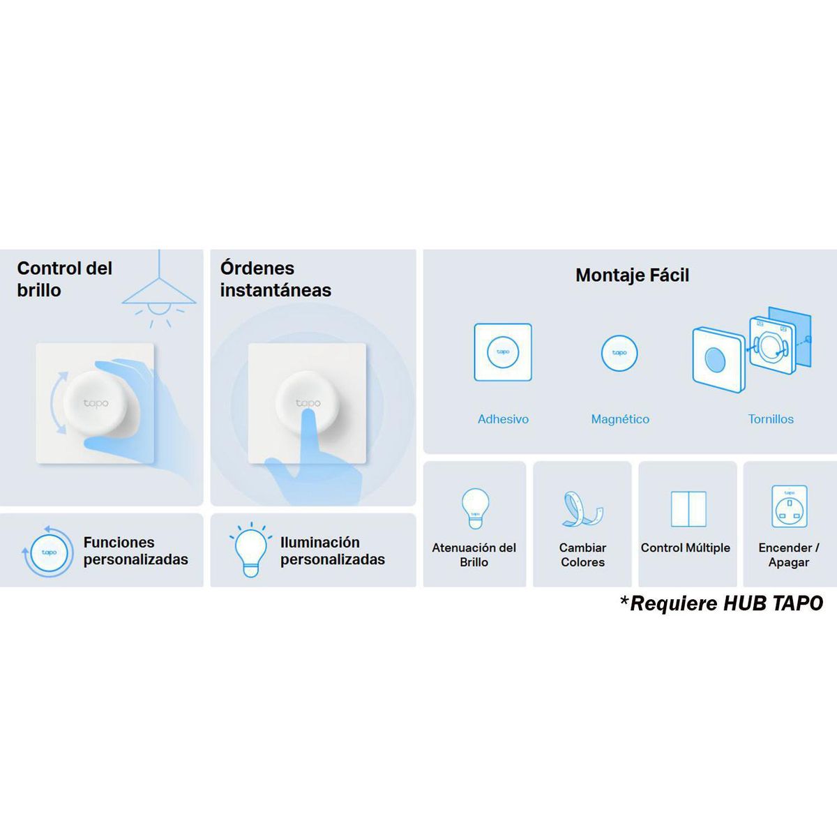 TP LINK - Dimmer Inteligente Wi-Fi Tapo S200D Control de Luz Acciones Personalizadas TP-180
