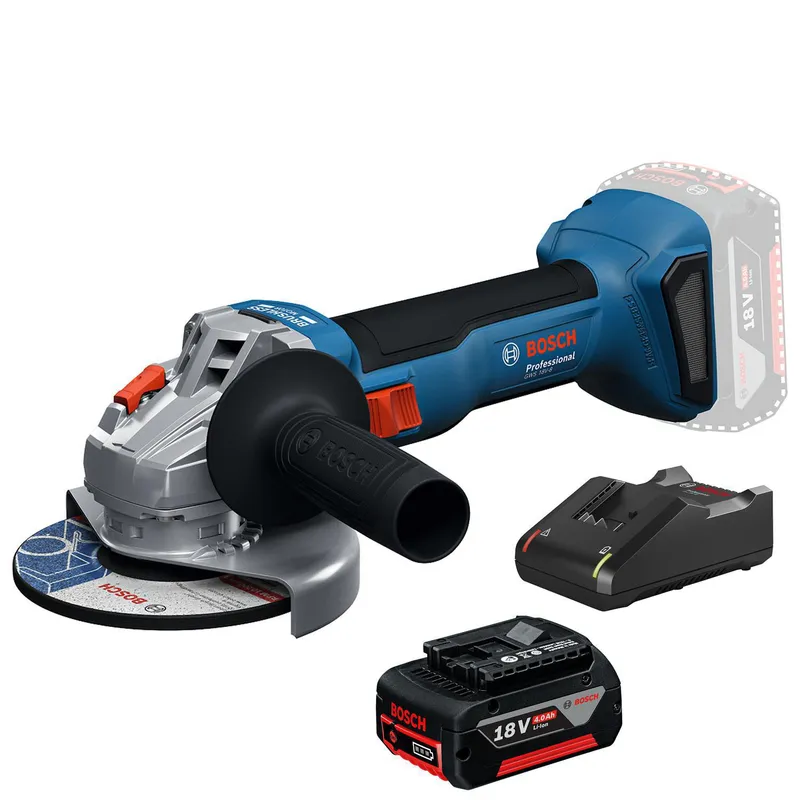 BOSCH - Amoladora inalámbrica GWS 18V-8 + Batería 18V 4,0Ah + Cargador + Maletín