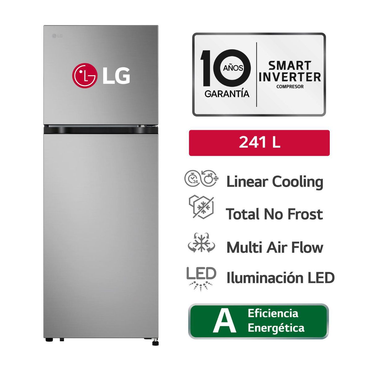 Refrigeradora LG VT24BPY 241L Plateado, marca LG - Foto Principal