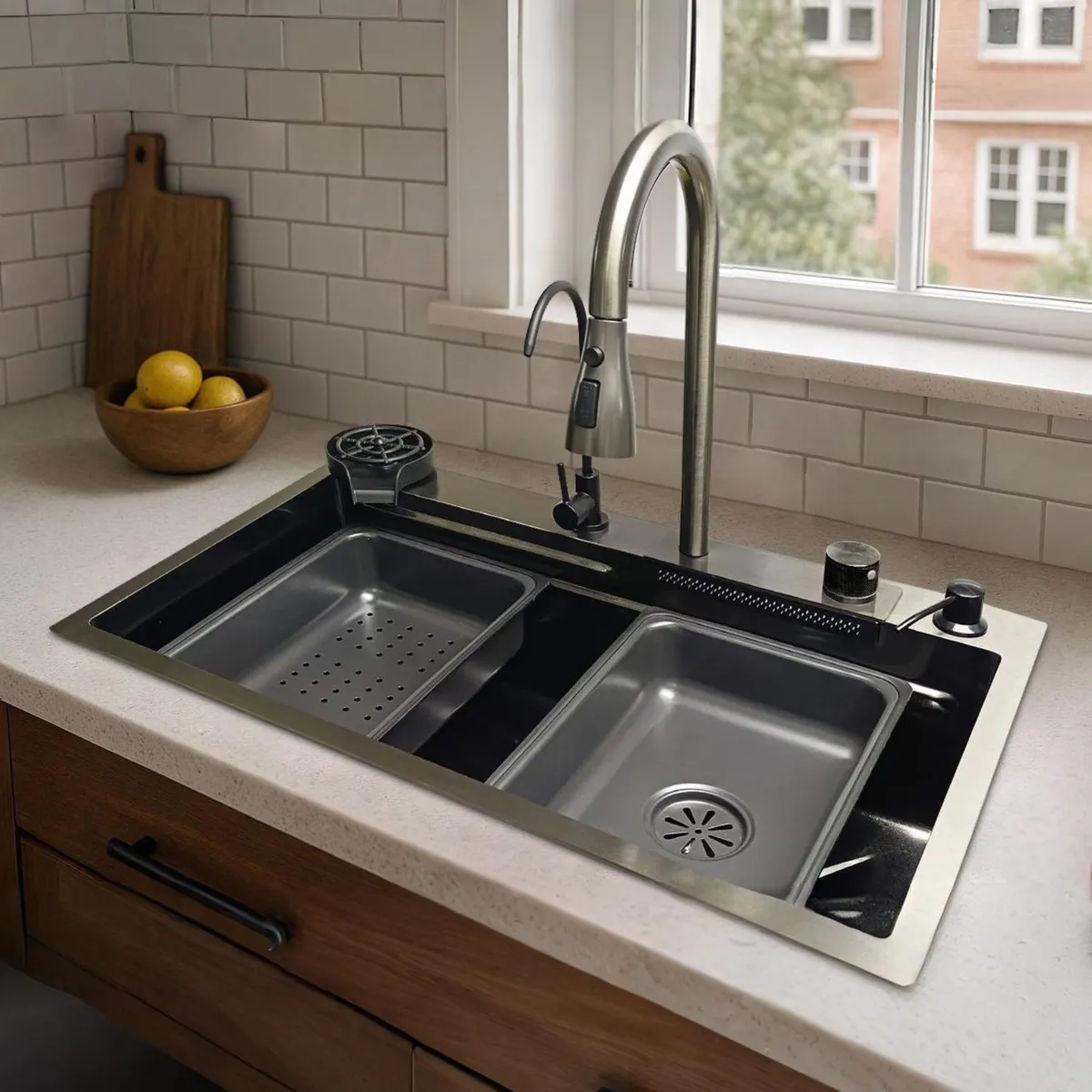 AMERICAN FURNITURE - Lavadero Lavapro Multifuncional Acero inoxidable 47x23x76cm