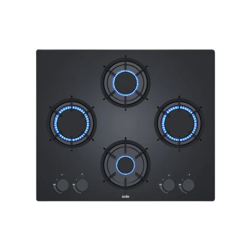 SOLE - Encimera Empotrable A Gas 4 Hornillas 60cm Sole Rubí 3120SOLCO078 Negro