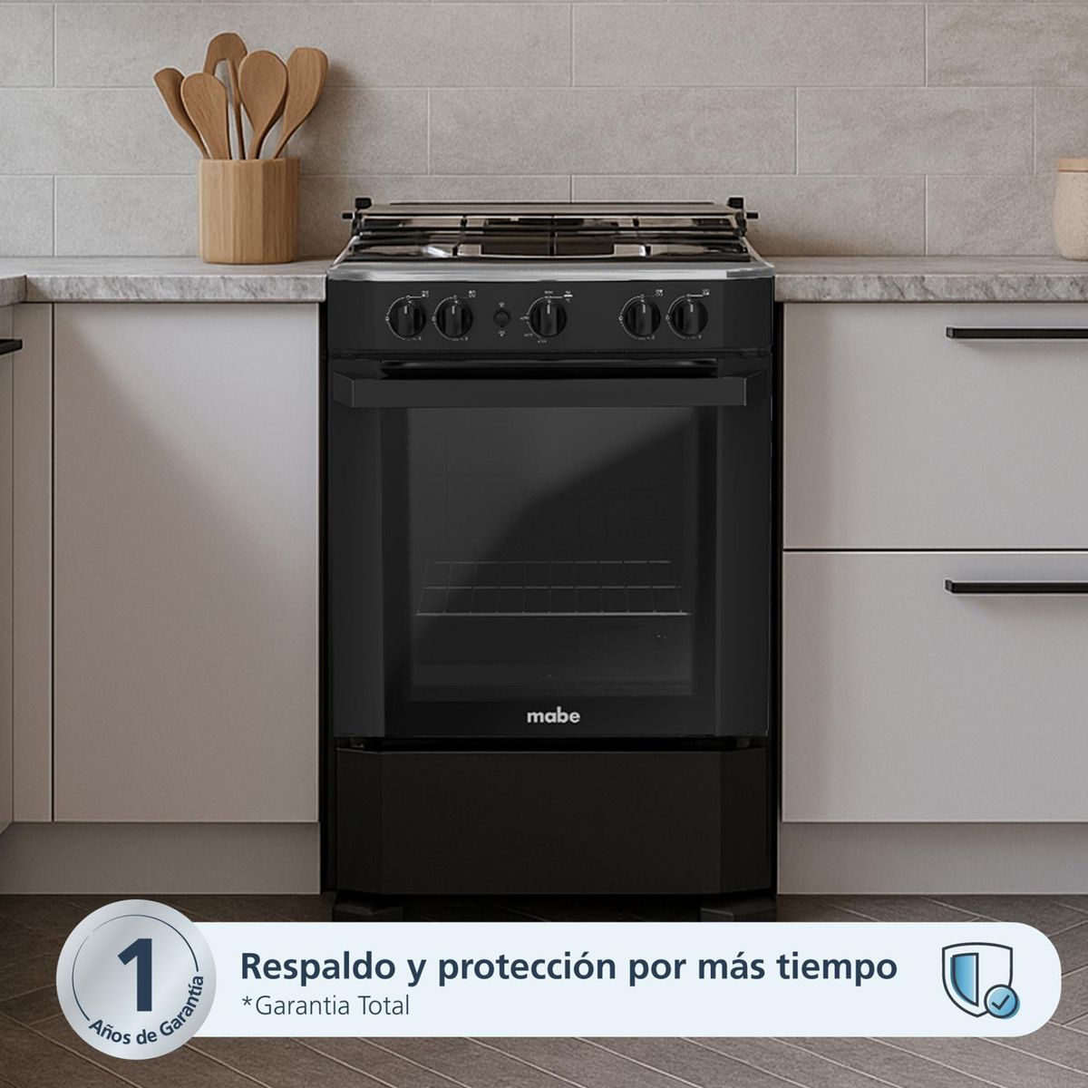 MABE - Cocina de Pie a Gas 4 Hornillas CMP6040FN0 Mabe Negro