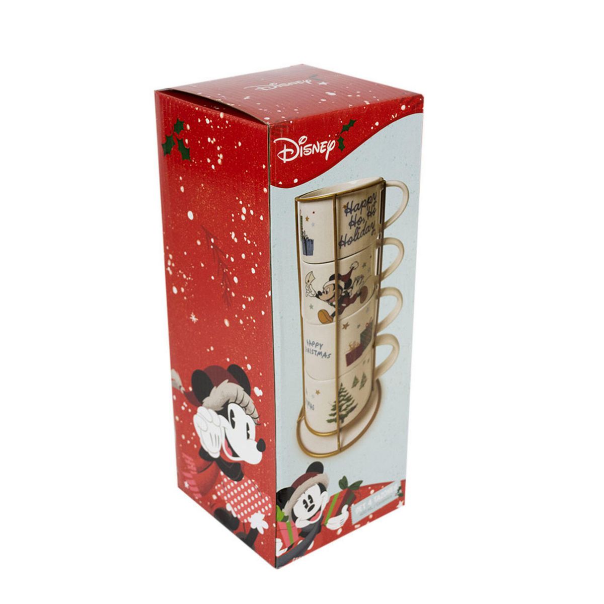 DISNEY - Set de 4 Tazas con Rack 400ml Navidad Disney