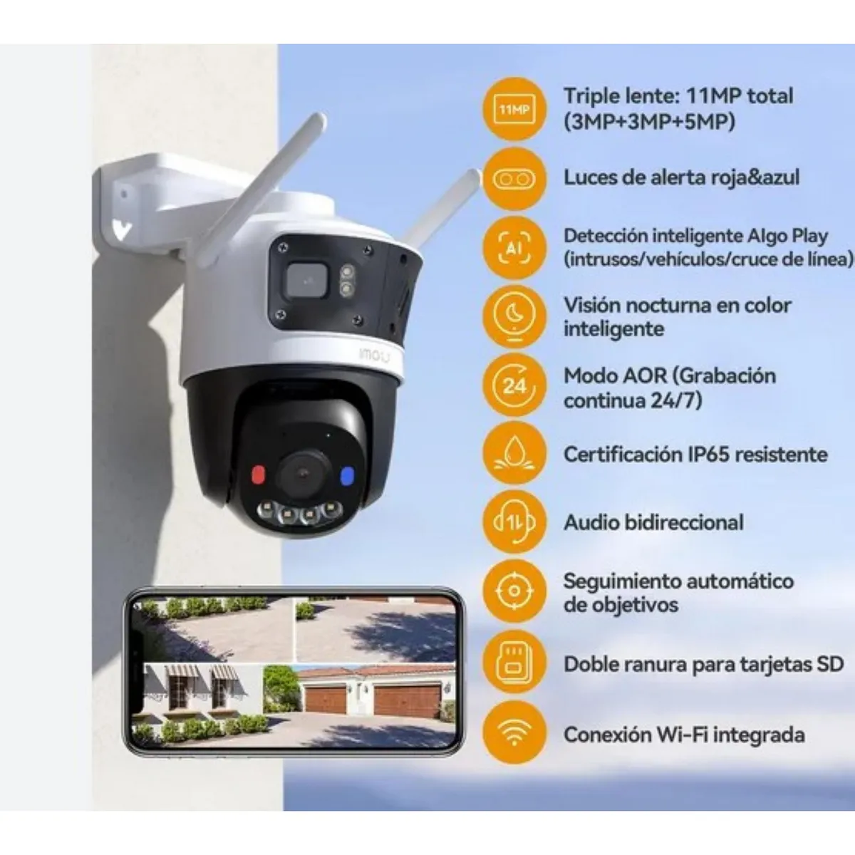 IMOU - Cámara Wi-Fi Cruise Triple 11MP