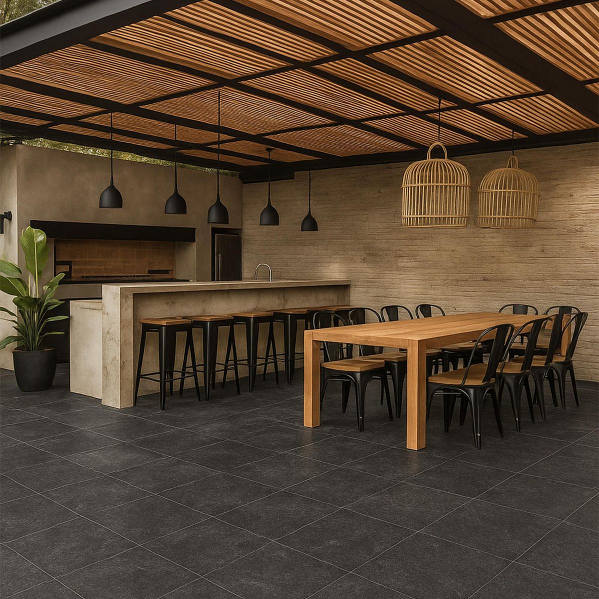  - Rústicas STONE Negro 1.44 m2 .