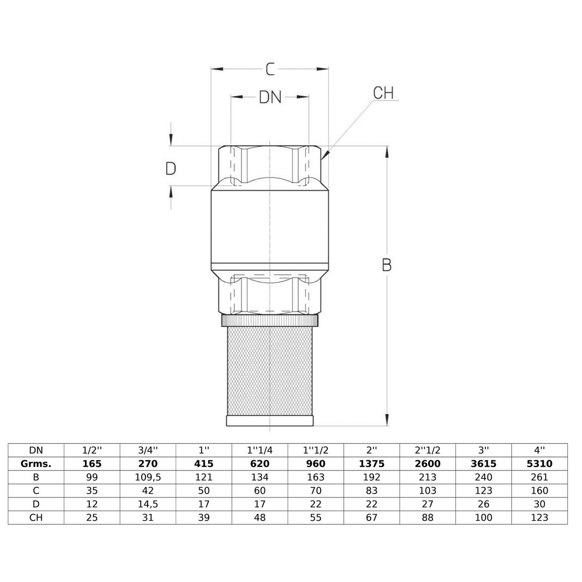 CIM - Válvula Check con Canastilla CIM 30A 1/2" PN20