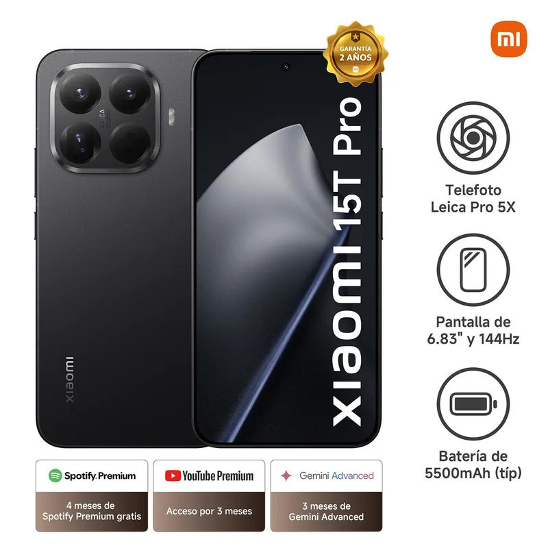 XIAOMI - Xiaomi 15T Pro Black 12GB RAM 512GB ROM