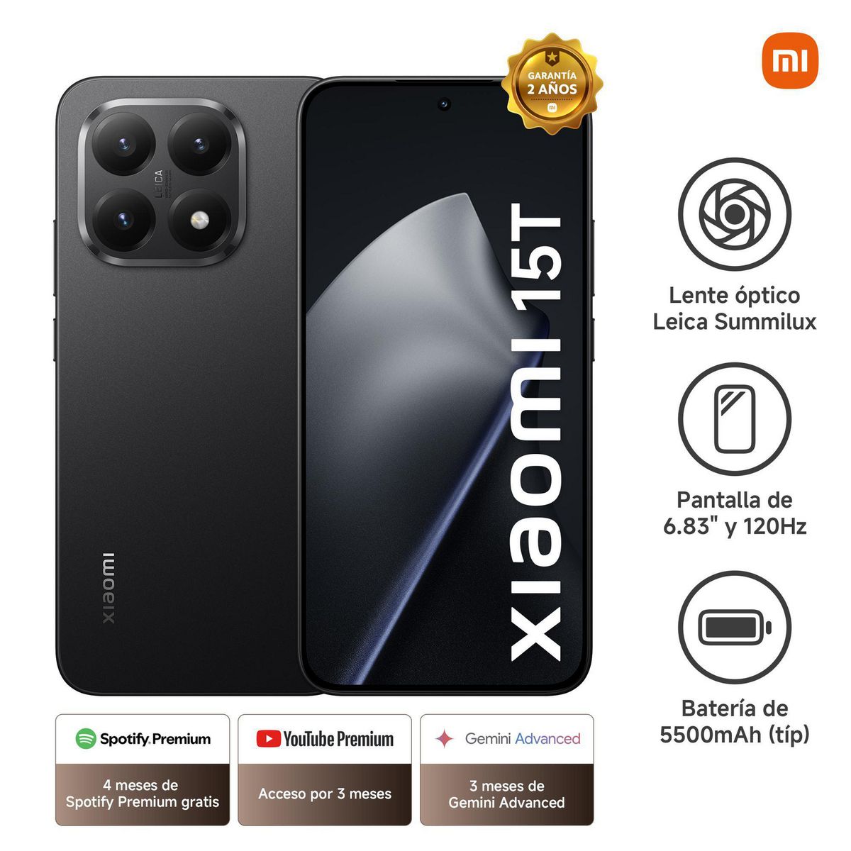 XIAOMI - Xiaomi 15T Black 12GB RAM 512GB ROM