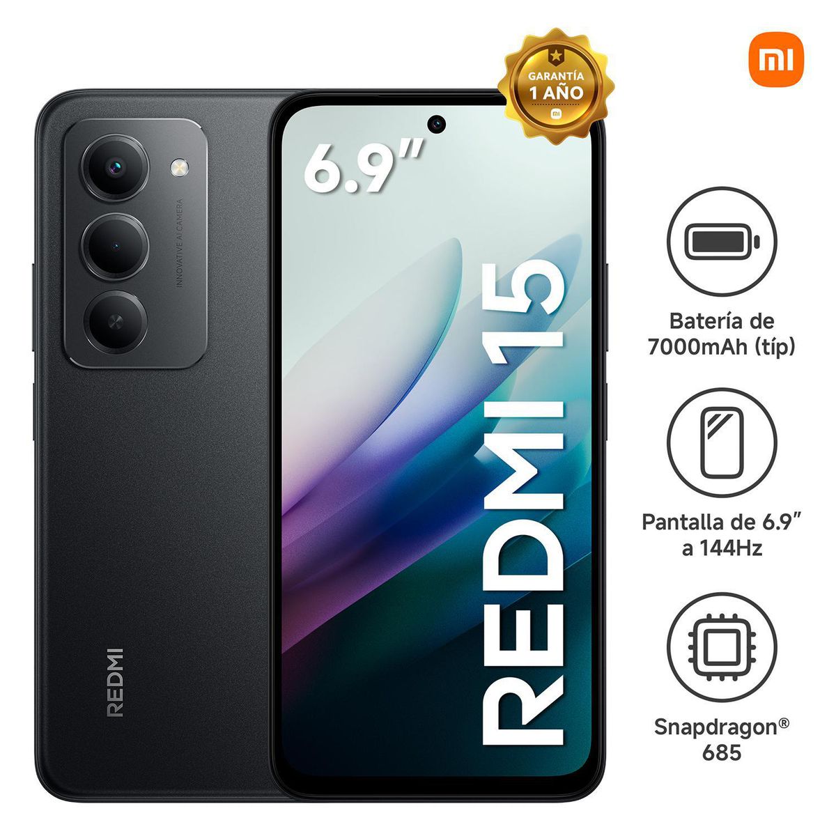 XIAOMI - Xiaomi REDMI 15 Midnight Black 8GB RAM 256GB ROM