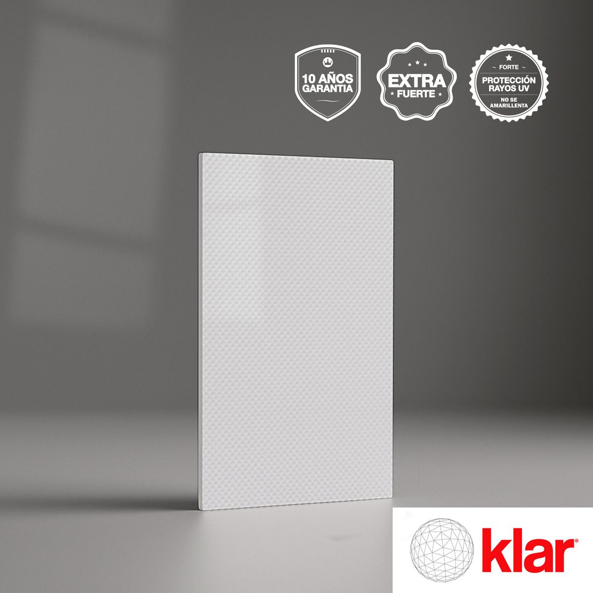 KLAR - Policarbonato Sólido Prismático 3mm 1.22x2.44m Blanco