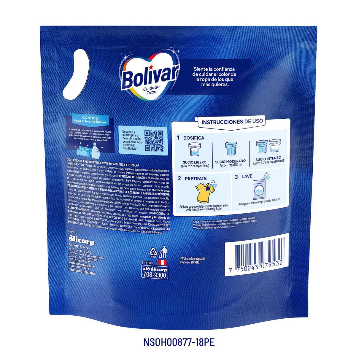 BOLIVAR - Detergente Liquido Bolivar Cuidado Total 3L